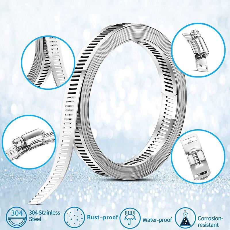 Ширина 12,7 мм, нержавеющая сталь 304, червячный хомут, ремень с крепежом, регулируемый хомут для шланга «сделай сам», зажим для воздуховода