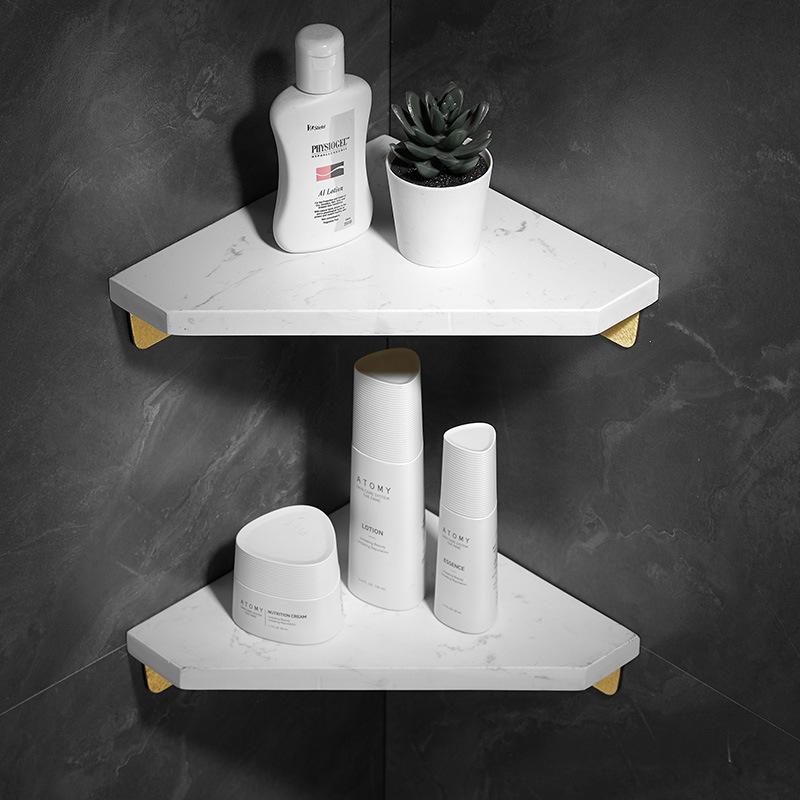 Черный/Белый Мрамор Угловая Полка для Ванной Комнаты Матовое Золото Настенная Полка для Хранения в Душе Шампуня Угловая Полка