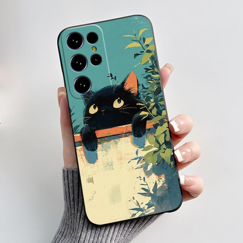 Чехол для Oukitel C61/C61 Pro/C61 GT, эстетичный, милый, с мультяшным черным котом, мягкий силикон, задняя крышка, противоударный, ТПУ, чехол для телефона