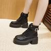 Thick-soled Martin Boots Women's 2025 Autumn and Winter New Medium Boots Women's Versatile Height-increasing Black British Lace-up Short Boots