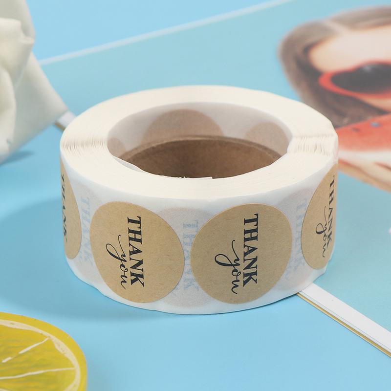 500 шт. круглых наклеек ручной работы из крафт-бумаги для скрапбукинга для упаковки с благодарностью