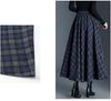 Plaid Drapey A-line Elastic Waist Pleated Midi Skirt - 2025 Winter Slimming Edition