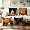 1pc Vintage Halloween Throw Pillow Covers, Spooky Season Home Decor Cushion Cases for Sofa Bed
