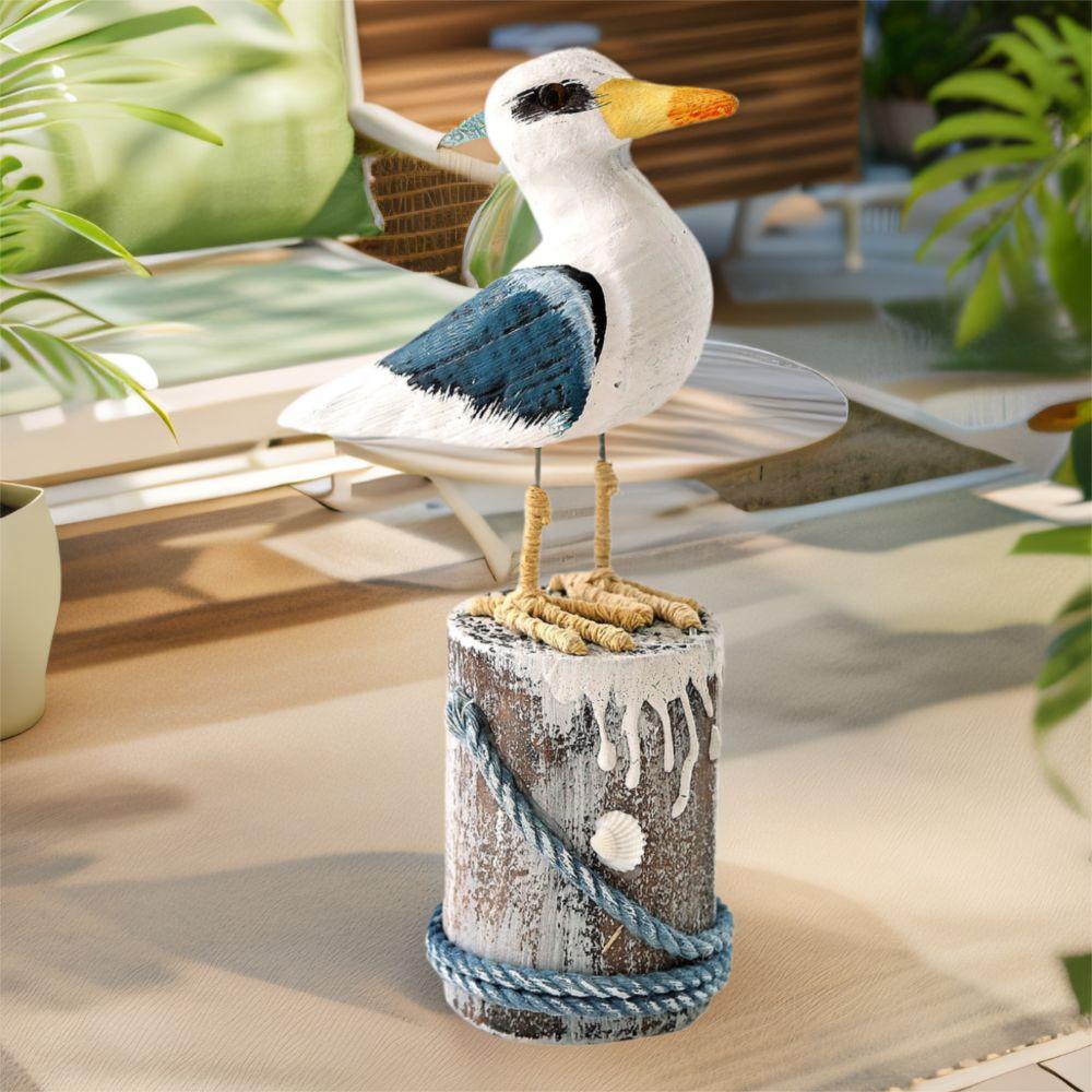 Mediterranean Style Seabird Ornament Vintage Seagull Model Wooden Seagull Craft  Coastal Home