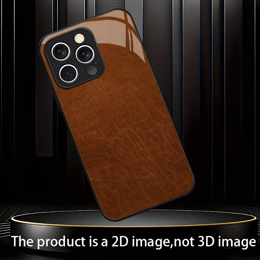 Classic Brown Leather Pattern fashion phone cases phone case fundas Glass Phone Case for iPhone 17 16 15 14 13 12pm Pro Plus