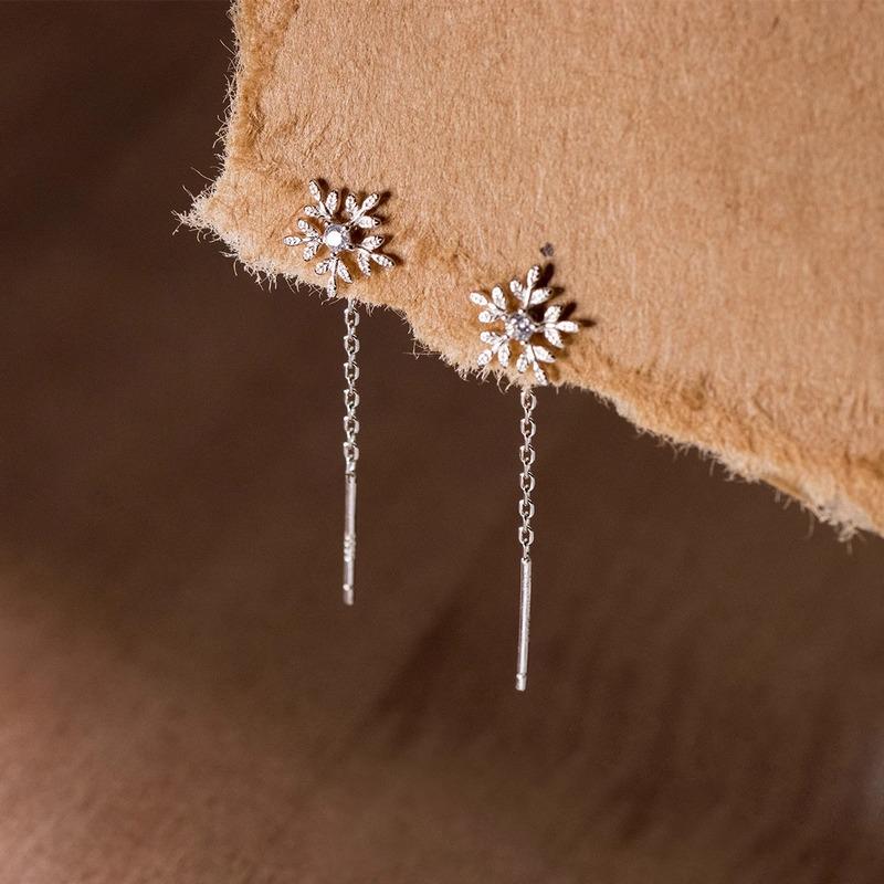 Элегантные серьги-кисточки «Снежинки» с цирконами – Легкая роскошь, Рождественский подарок для нее