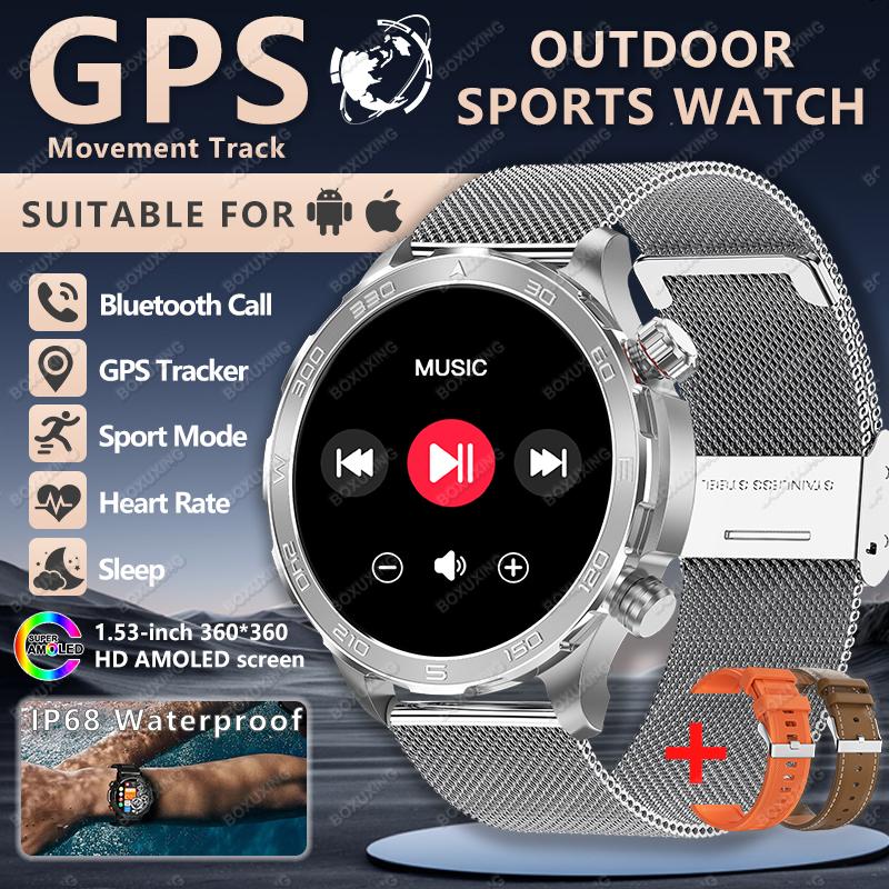 Новые спортивные смарт-часы с GPS, пульсометром, компасом, 1,53-дюймовым AMOLED-экраном, отслеживанием GPS, Bluetooth-звонками, для Android и iOS