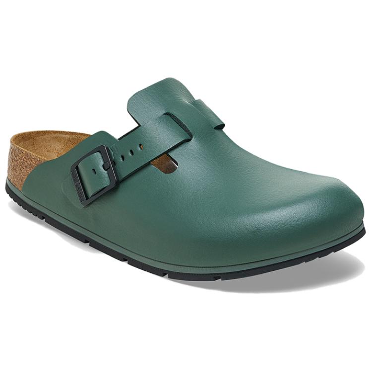Birkenstock Boston Leather Round Toe Buckle Clogs Unisex clogs Green 1026081