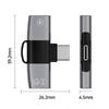 2 In 1 USB-C / Type-C To Dual USB-C / Type-C T-Type Audio Mobile Phone Charging Adapter