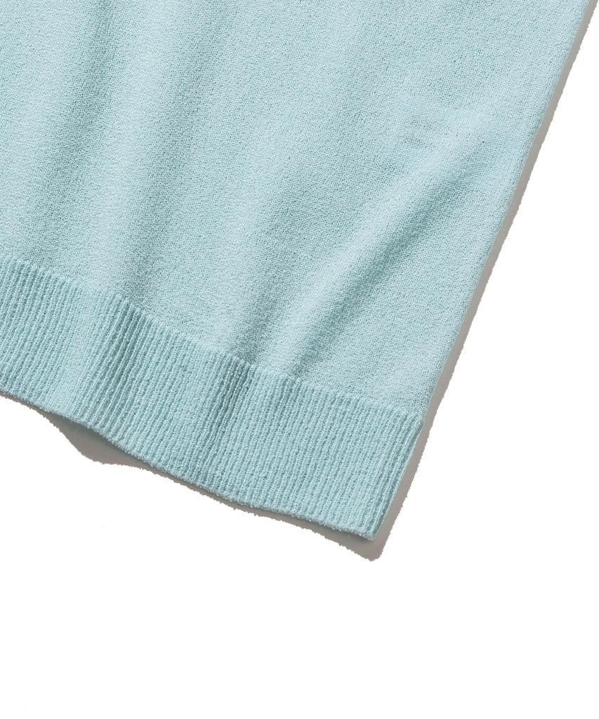 KNITTED Cool Summer Essential Round Short Sleeve Knit Tee Sky Blue