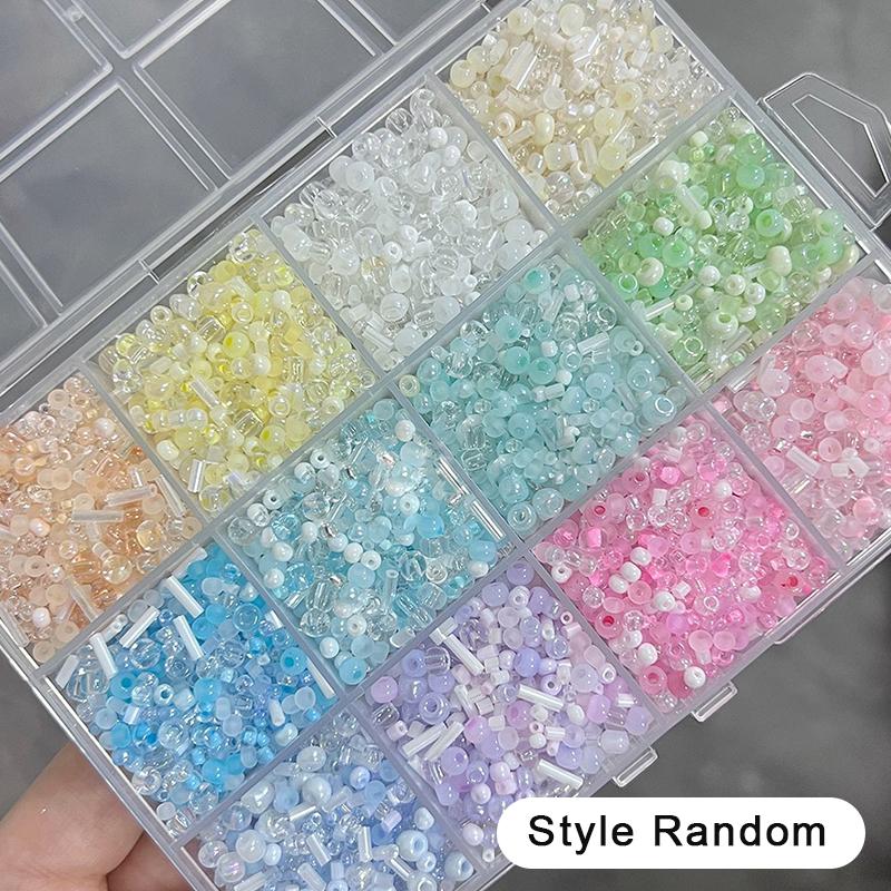 Summer Ice Cream Soda Color Glass Rice Beads Mixed Color Diy Handmade Beaded Bracelet Necklace Jewelry Material Package