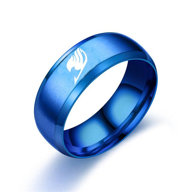 Bxzyrt Japanese Anime Fairy Tail Rings Tattoo Badge Enamel Cartoon Stainless Steel Ring Fashion Cosplay Jewelry for Women Men