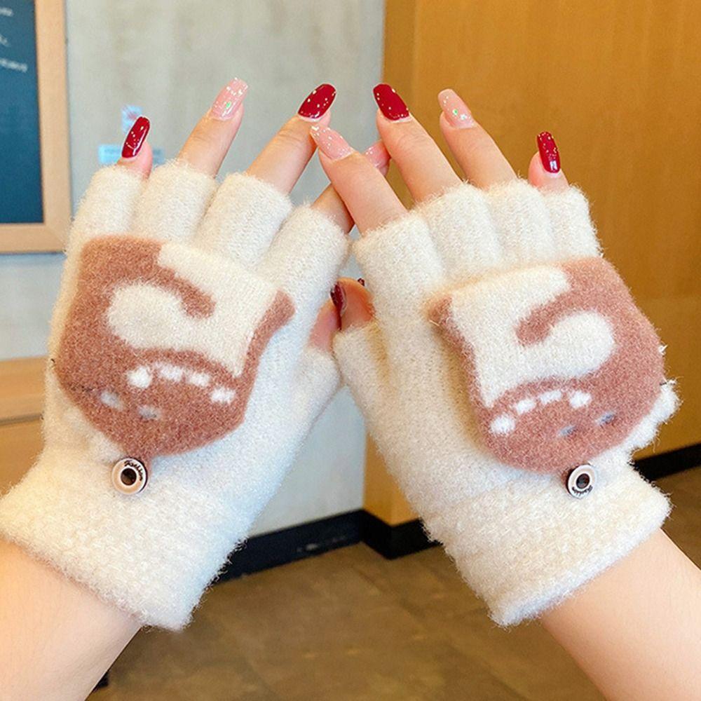 Утолщенные перчатки осень-зима, детские перчатки с мультяшным принтом, теплые варежки для мальчиков и девочек