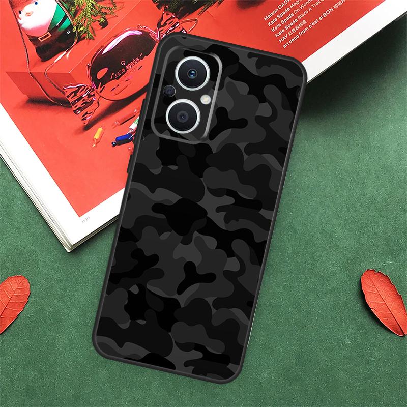 Black Night Camo Camouflage Case For OPPO Reno 13F 14F 12F 11F 12 11 10 14 Pro 8T 8 Lite OPPO Find X9 X8 X6 X5 Pro Cover
