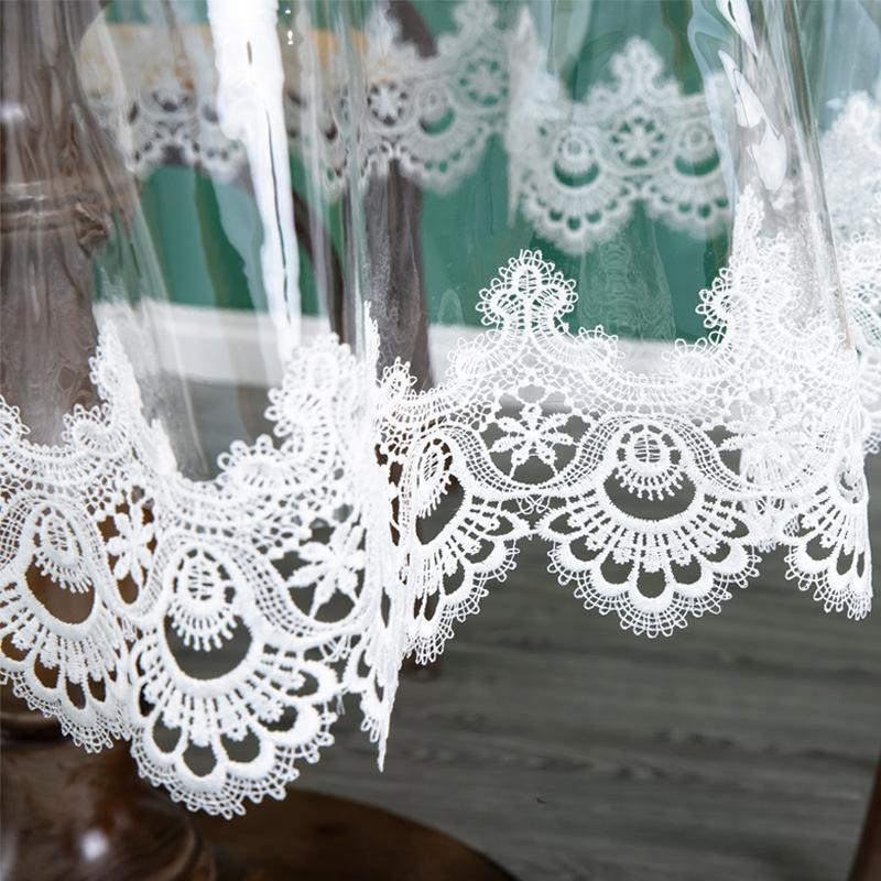 PVC Embroidered Lace Edge Tablecloth Waterproof and Drooping Soft Tablecloth Household Round Table Cloth American Dining Table Tea Table Cloth