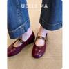 Sheepskin Version~ Super Soft Leather Shoes~ Flat-bottomed French Single Shoes Women's 2025 New Red with Skirt Mary Jane Shoes