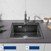 Evier cuisine 1 Bac 50×45CM inox Noir anthracite,mitigeur de cuisine Rotatif 360°