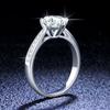 Fashion Real Moissanite Diamond Ring Six Prong Single Row Inlay Ring Pure S925 Sterling Silver for Women Wedding Fine Jewelry