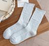 Japanese Lace Socks Children'S Medium Tube Socks Spring And Summer Thin Korean Ballet Style Stacking Socks Rhombus Dark Pattern Versatile Stockings