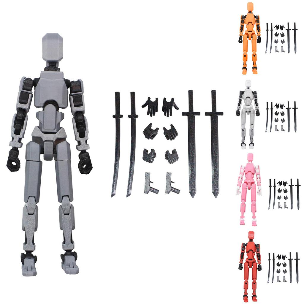 Qingsi Multi-joint Movable Robot 3D Printed Human Body Model Toy PVC Model Full Body Mobile Robot Desktop Decoration