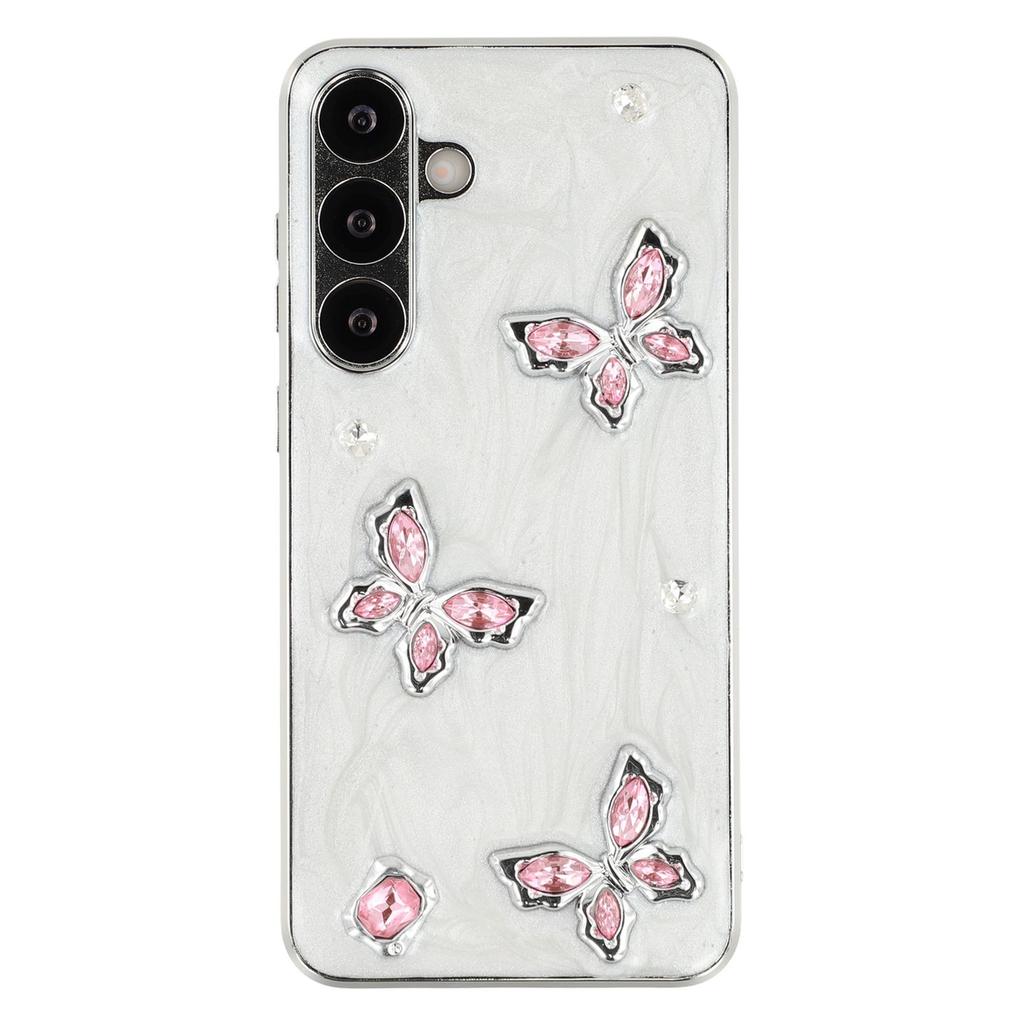 For Samsung Galaxy S24 FE Case Electroplated Epoxy Metal Decor TPU+Acrylic Phone Cover Precise Cutouts