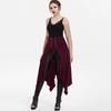 Women Halloween Gothic Punk Asymmetric Lace-up Slit Front Skirt A-Line Skirt