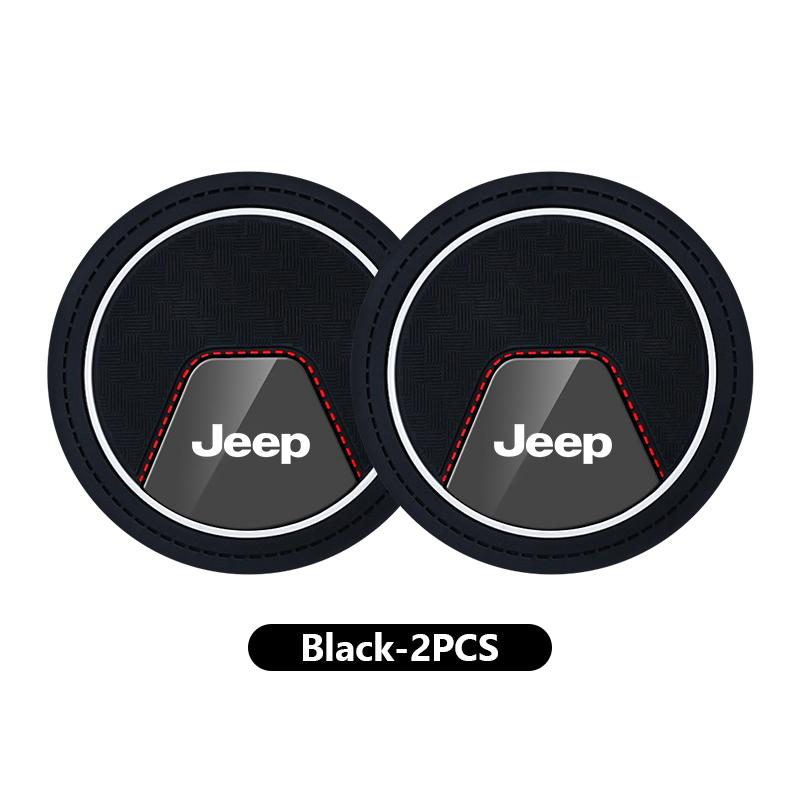 2Pcs Car Cup Mat Anti-Slip Drink Coaster Auto Interior Cup Holder Pad For Jeep Compass Renegade Cherokee Wrangler JK Patriot