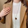 Tiger Eye Heart Pendant Long Necklace - Elegant Autumn/Winter Fashion Sweater Chain for Women