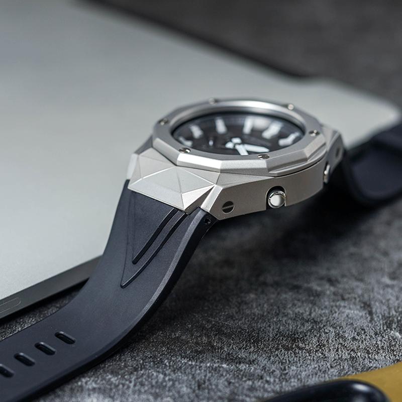 Casio Мужские часы с двойным дисплеем (жидкокристаллический/аналоговый) Серия Черные часы GA-2100-1A-
