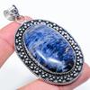 Sodalite Gemstone Handmade 925 Sterling Silver Jewelry Pendant 2.88" W6u01