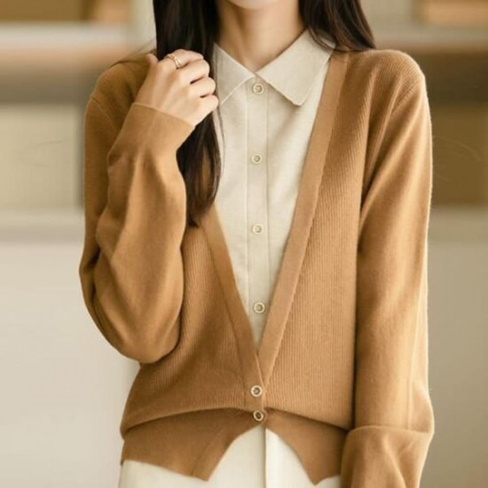 Navava Casual Two In One Collar Long Sleeve Knit Top Nk2451