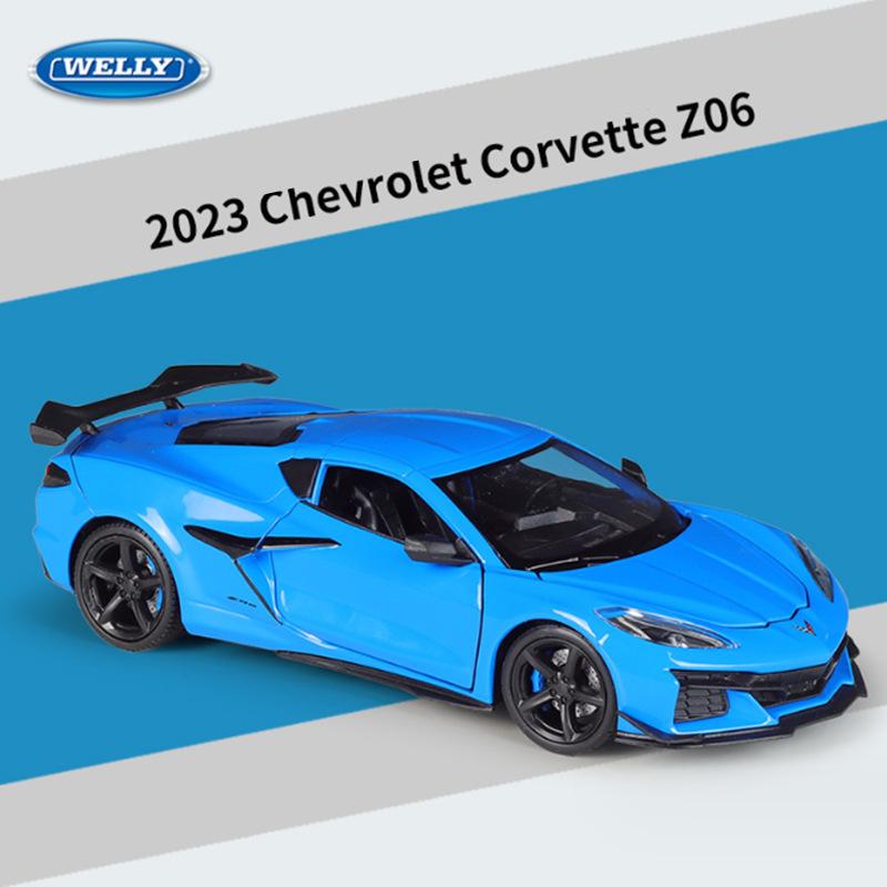 WELLY 1:24 Chevrolet Corvette Z06 2023 Alloy Sports Car Model Diecast Metal Track Racing Car Vehicles Model Simulation Kids Gift