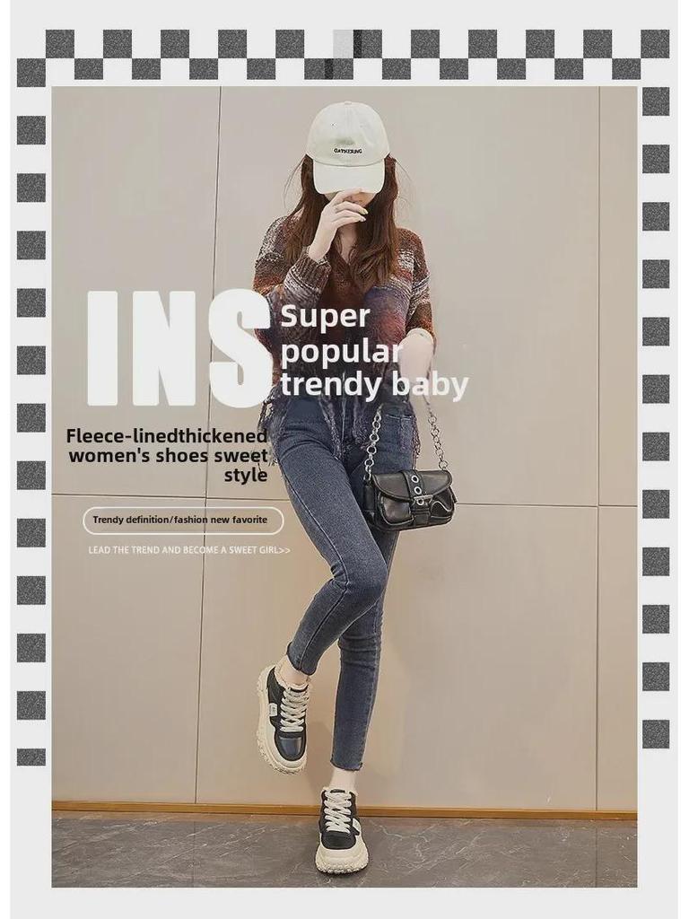 Korean Velvet High-Top Women's Dad Shoes: Winter 2024 - Warm, Thick-Soled Sports Sneakers (Style: LD602)