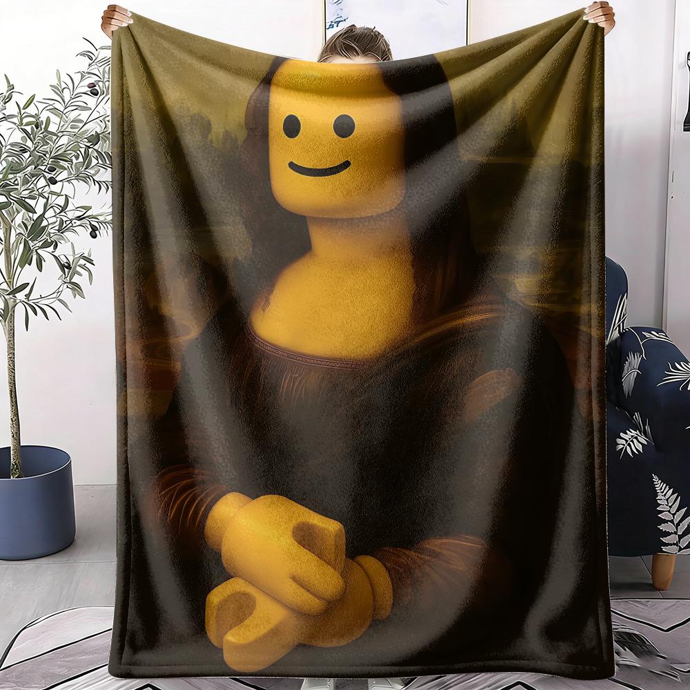Mona Lisa Throw Soft Flannel AC Blanket Lightweight Summer Nap Throw Cozy Blanket for Sofa Bed Travel Home
