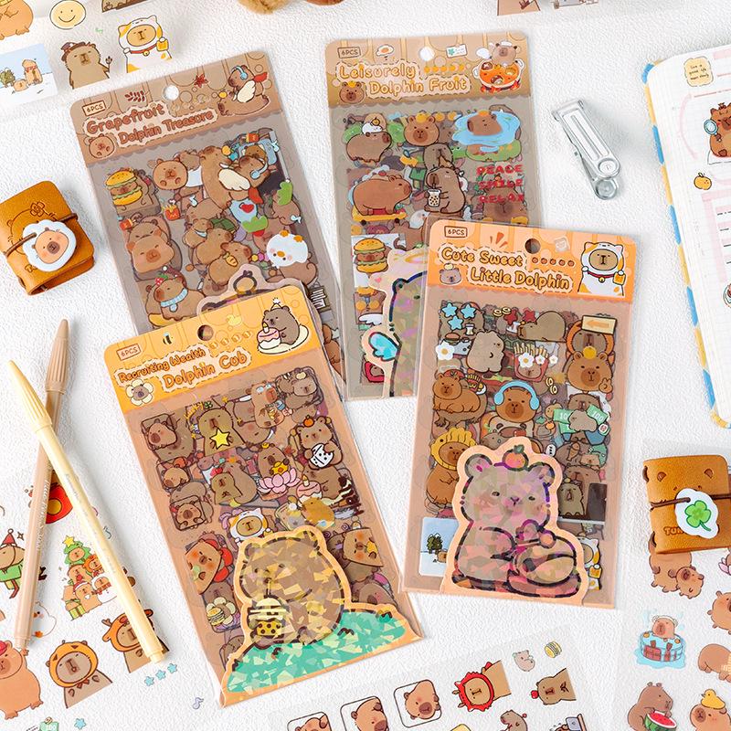 Cute Capybara Stickers: Children's Journal Decor, Water Cup DIY Cartoon Stickers