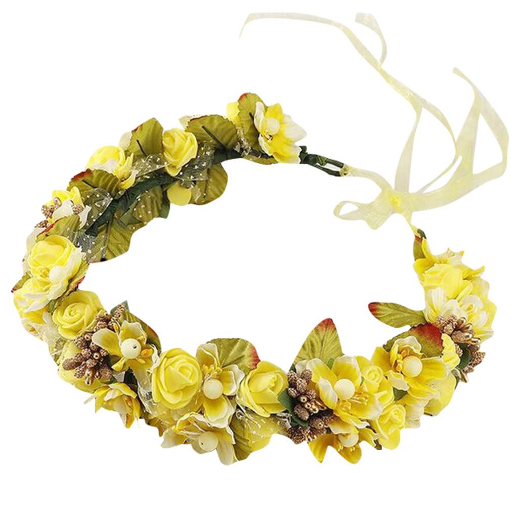 Women Bridal Flower Garland Headband Flower Crown Hair Wreath