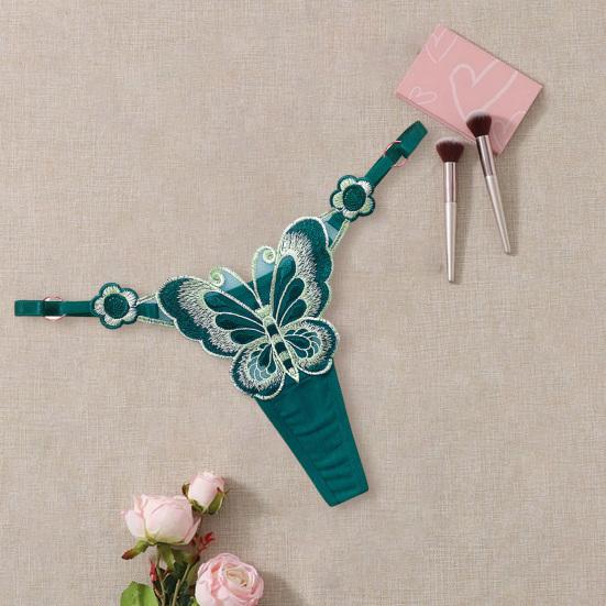 Очаровательные регулируемые порнографические разноцветные женские трусы с вышивкой бабочкой, интимная одежда, женские стринги