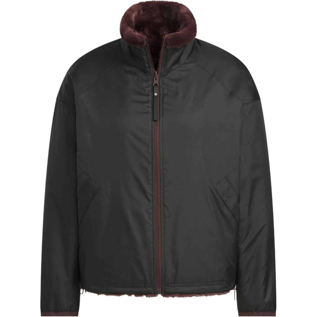 Adidas Современная двусторонняя меховая спортивная повседневная куртка с длинным рукавом женская куртка темно-серо-коричневая JX6837