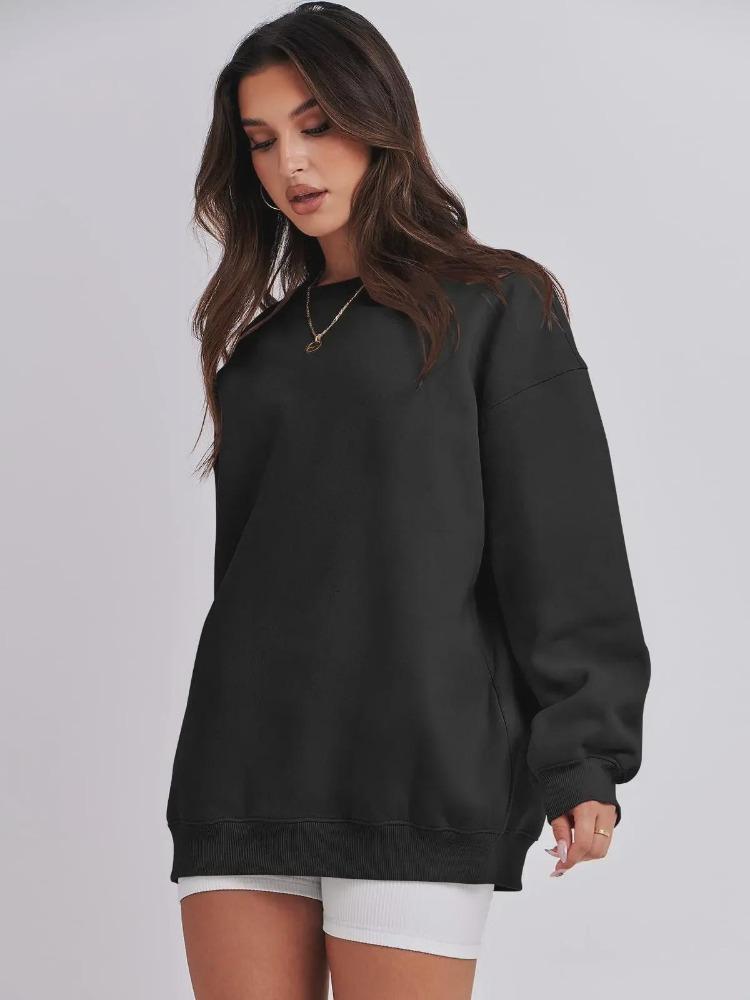 Autumn Winter Women Loose Solid Color Top Fashion Velvet Sweatshirt