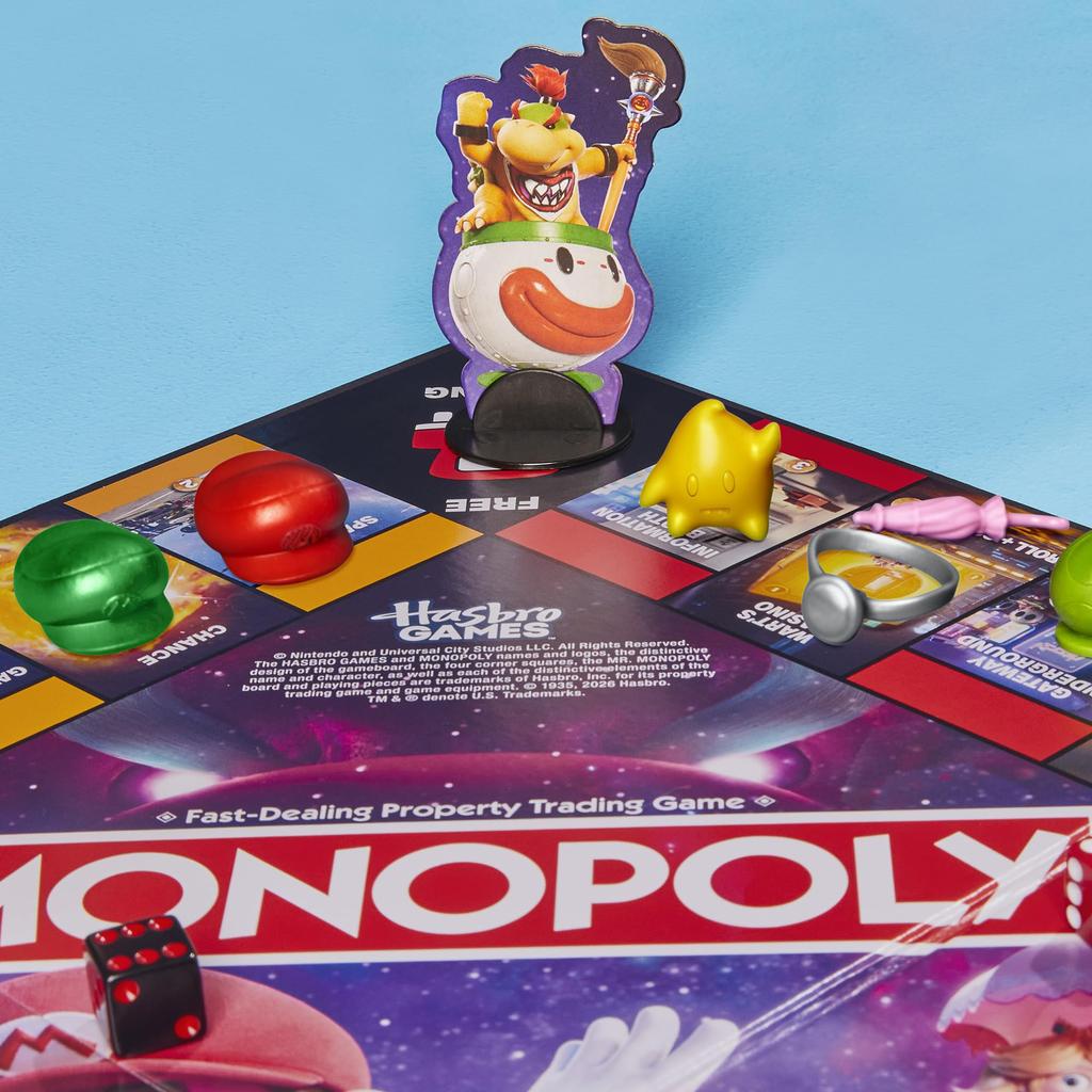 Hasbro Monopoly Board Classic Super The Super Mario Galaxy Ages Family Kids to Authentic Product Game, Game, Mario, Movie, 8+, 2-6 Players, Game,