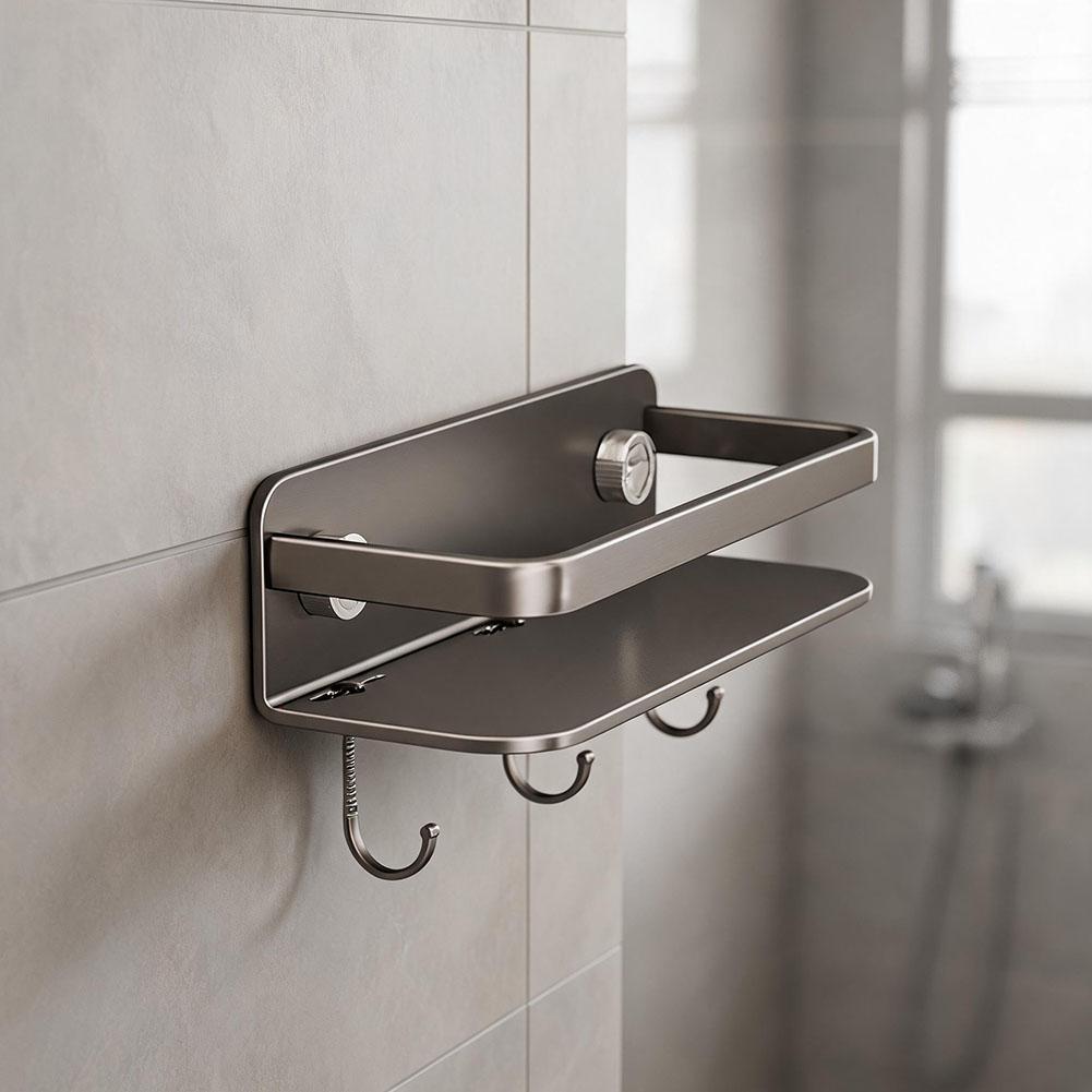 No Drilling Wall Mount Seasoning Rack Carbon Steel 309.76.5cm Multifunctional Storage Organizer With Hooks For Kitchen Bathroom