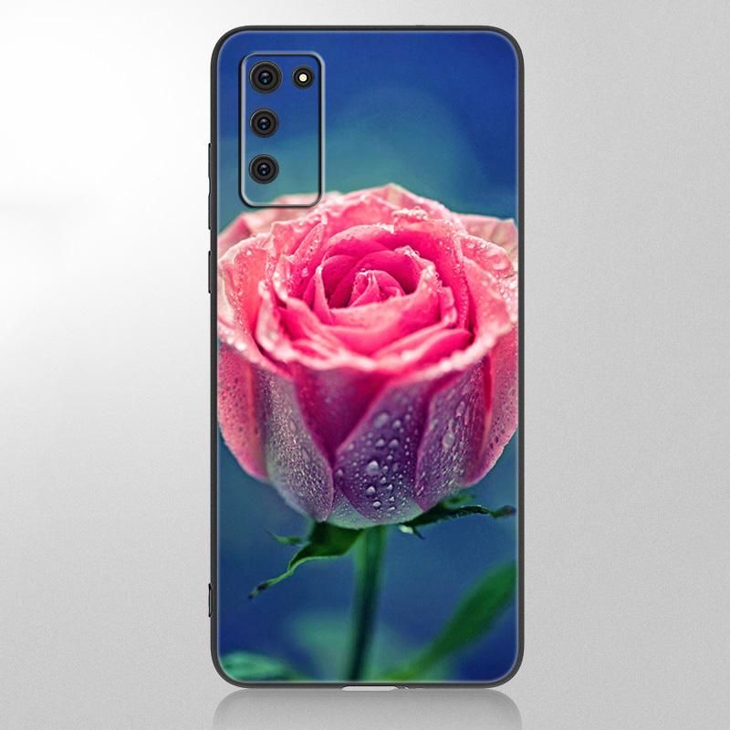 Чехол для телефона с красным цветком розы для Samsung Galaxy A12 A02S A22 A32 A52 A72 A71 A51 A41 A31 A21 A11 A50 A70 A10S A20S, черный чехол