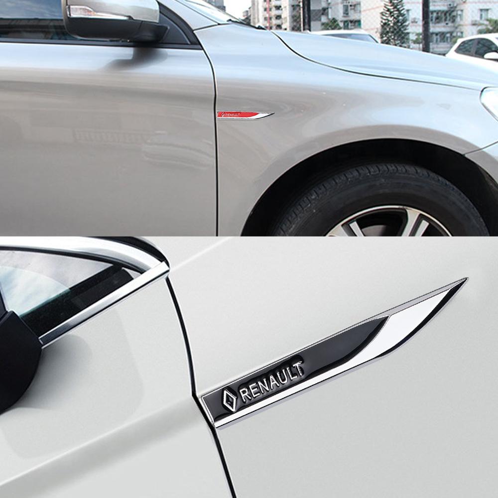 2Pcs 3D Metal Car Fender Side Wing Emblem Badge Sticker For Renault Megane 2 3 4 Captur Radio Logan Duster Laguna Espace Tondar n333