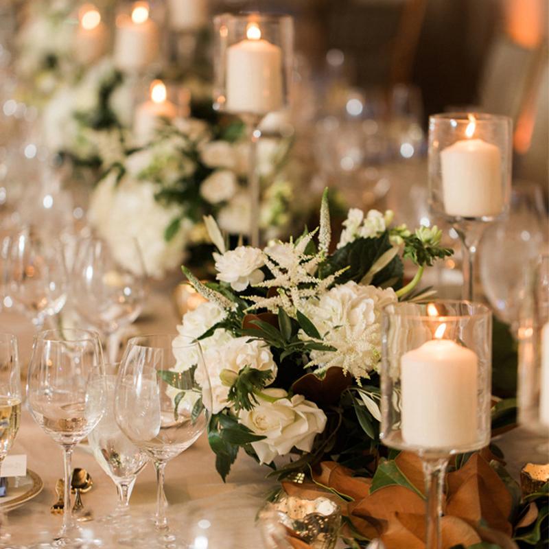 3PC Light Luxury Glass Candle Holder Tall Transparent Candlelights Romantic