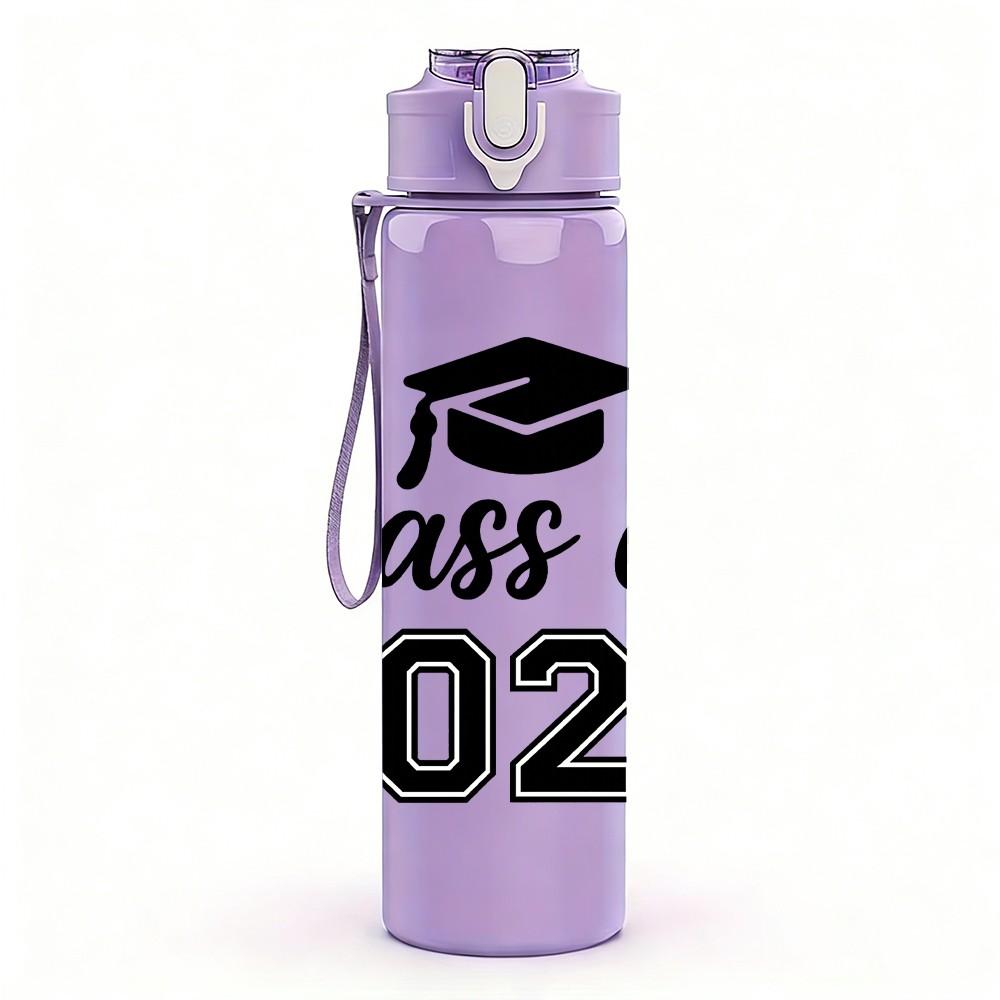 1PC Class Of 2026 Bold Text 750ml Color Plastic Sports Water Bottle Leakproof Flip Straw Lid Suitable for Sports Office Home Use