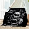 1pc skull pattern blanket, all season lightweight home office outdoor nap multifunctional blanket