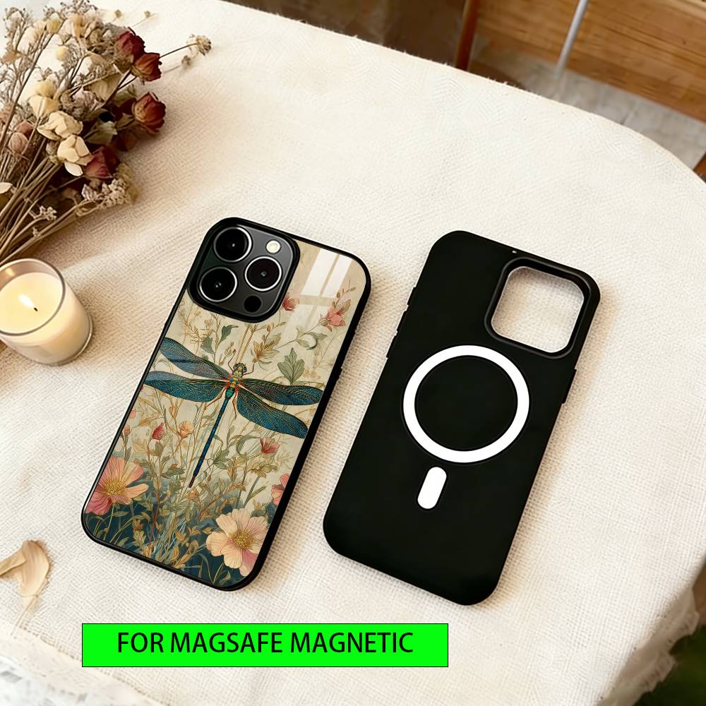 Dragonfly Animal Phone Case For iPhone17,16,15,14,13,12,11 Plus,Pro Magnetic For Magsafe Wireless Charging