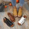 Foreign Trade Large Size New Belt Buckle Flat Bottom Hollow Sandals Women Retro Wind Wear Solid Color Beach Cool Slippers Wish