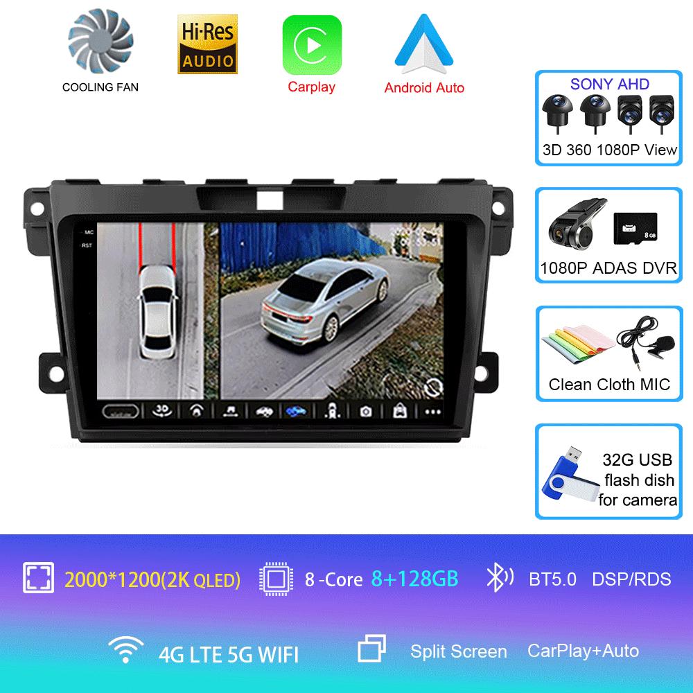 Автомобильное радио Android 14 Carplay для MAZDA 2007 2008 2009 2010 - 2014 CX-7 CX7 CX 7 Навигация GPS Мультимедийный проигрыватель стерео Wi-Fi BT