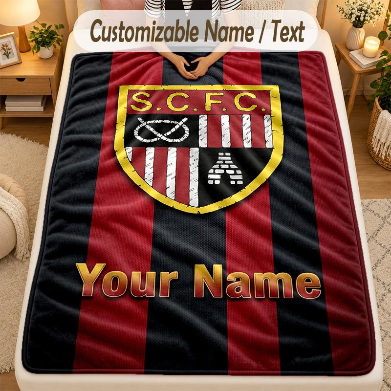 Flannel BlanketStoke City FC Custom Name Text Personalized Soft Warm Throw Blanket Home Decor Gift